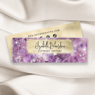 Elegant Boho Amethyst Crystal Jewelry Display Mini Business Card