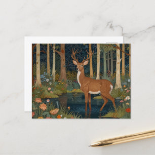 Elegant boho art rustic woodland deer postcard