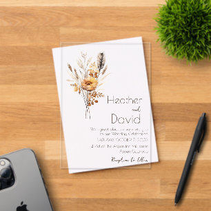 Elegant boho autumn wildflowers Wedding Acrylic Invitations