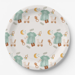 Elegant Boho Baby Girl Clothes Baby Shower Paper Plate