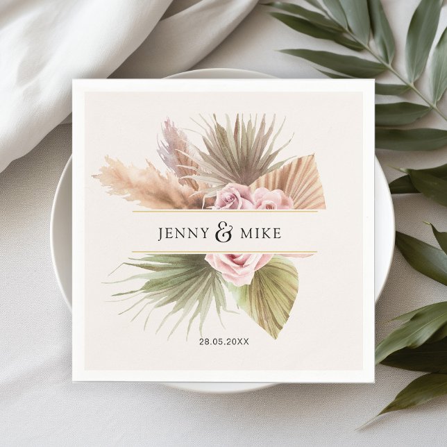 Elegant, Boho, Beige & Earth Tones Wedding Napkin (Creator Uploaded)