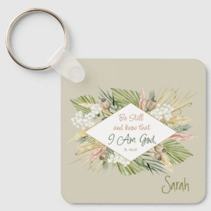 Elegant Boho Bible Verse ‘Be Still and Know’ Key Ring