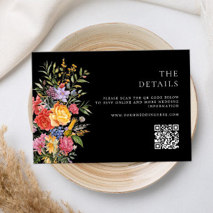 Elegant Boho Black Dutch Floral Wedding Enclosure Card