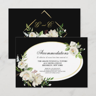 Elegant Boho Black Floral Wedding Details Enclosure Card