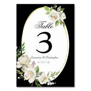 Elegant Boho Black Floral Wedding Reception Table Number