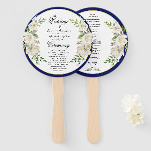 Elegant Boho Blue Floral Wedding Ceremony Hand Fan