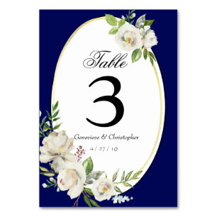 Elegant Boho Blue Floral Wedding Reception Table Number