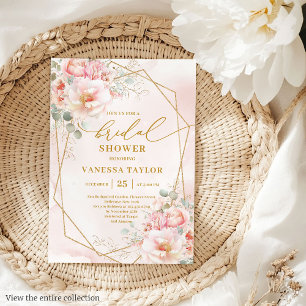 Elegant Boho Blush Gold Frame Bridal Shower Invite