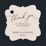 Elegant Boho Blush Monogram Wedding Thank You Favour Tags<br><div class="desc">Designed to coordinate with our Romantic Script wedding collection,  this customisable tag,  features a calligraphy graphic thank you,  paired with a classy serif font in black. Matching items available.</div>