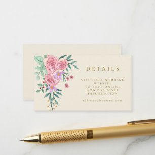 Elegant Boho Blush Pink Watercolor Floral Wedding Enclosure Card