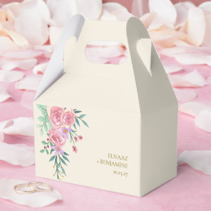 Elegant Boho Blush Pink Watercolor Floral Wedding  Favour Box