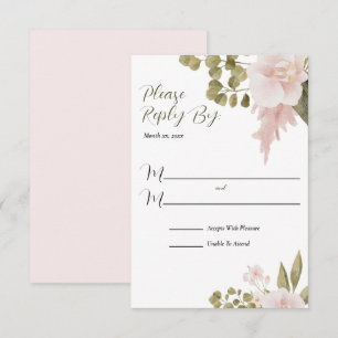 Elegant BOHO Blush Pink Wedding Reply RSVP Card
