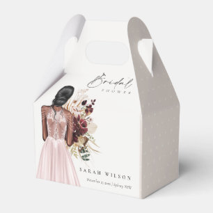 Elegant Boho Blush Wedding Gown Bridal Shower Favour Box