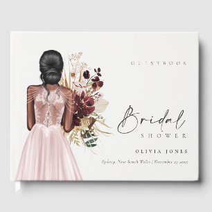 Elegant Boho Blush Wedding Gown Bridal Shower Guest Book