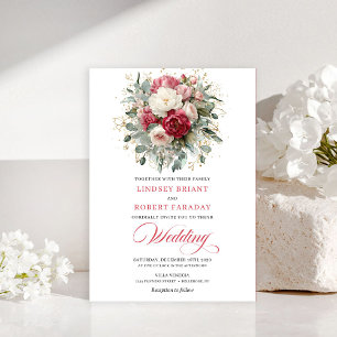 Elegant Boho Blush White Greenery Wedding Invite