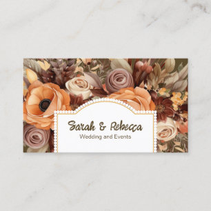 Elegant Boho Bohemian Gold Champagne Brown Floral Business Card
