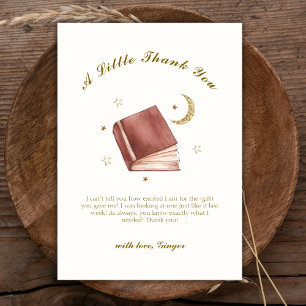 Elegant Boho Book Moon Star Baby Shower Thank You Card
