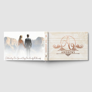 Elegant Boho Botanical Custom Monogram Wedding Guest Book