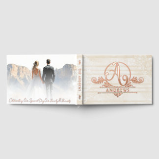 Elegant Boho Botanical Custom Monogram Wedding Guest Book