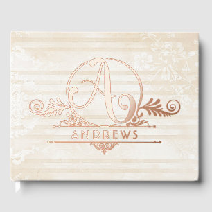 Elegant Boho Botanical Custom Monogram Wedding Guest Book