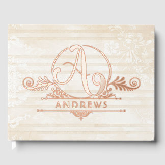 Elegant Boho Botanical Custom Monogram Wedding Guest Book