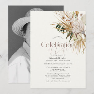 Elegant Boho Botanical Funeral Memorial Invitation