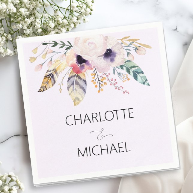 Elegant Boho Bouquet Wedding  Napkin (Creator Uploaded)