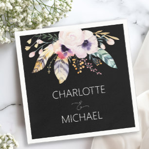 Elegant Boho Bouquet Wedding   Napkin
