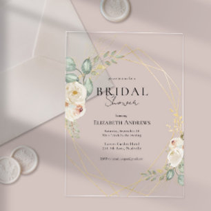 Elegant Boho Bridal Shower Acrylic Invitations