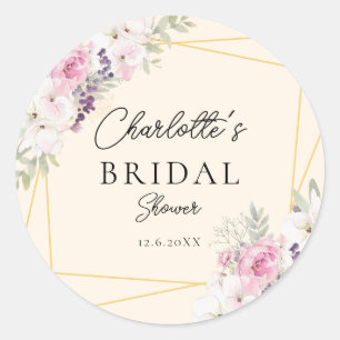 Elegant Boho Bridal Shower Classic Round Sticker