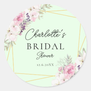 Elegant Boho Bridal Shower Classic Round Sticker