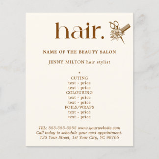 Elegant Boho Brown Golden Scissors Hair Menu