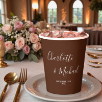 Elegant Boho Brown Script Minimalist Wedding