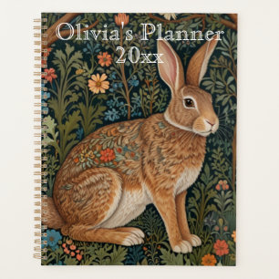 Elegant boho brown woodland rabbit planner