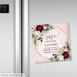 Elegant Boho Burgundy Blush Gold Floral Magnet<br><div class="desc">✅ For matching items search 212W in my collections ✅ You want to be unique? This watercolor burgundy and blush floral save the date magnet is the perfect way to announce your big day in unforgettable style. Designed with romantic marsala and blush roses, deep red accents, and shimmering gold leaves,...</div>