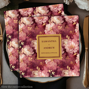 Elegant Boho Burgundy Blush Gold Wedding Napkins
