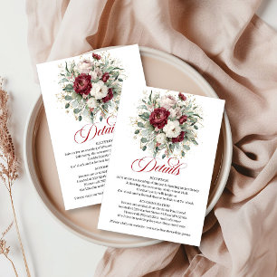 Elegant Boho Burgundy Floral Eucalyptus Gold Enclosure Card