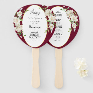 Elegant Boho Burgundy Floral Wedding Ceremony Hand Fan