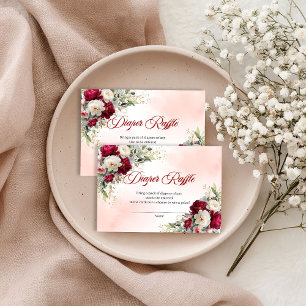 Elegant Boho Burgundy Gold Floral Diaper Raffle  Enclosure Card