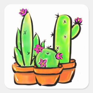 Elegant boho Cactus cacti succulents  Square Sticker