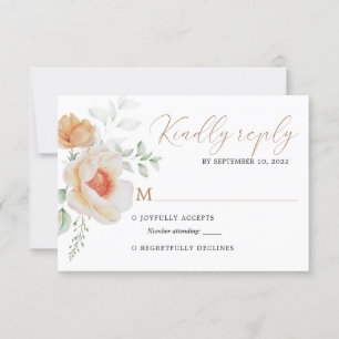 Elegant Boho Chic Blush Gold Floral Wedding Rsvp Card