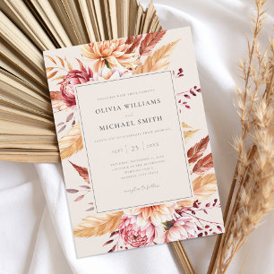 Elegant Boho Chic Floral Wedding Invitation
