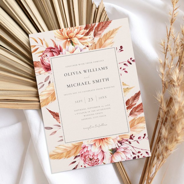 Elegant Boho Chic Floral Wedding Invitation (Creator Uploaded)