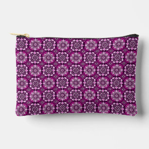 Elegant Boho Chic Geometric Floral Pattern Accessory Pouch