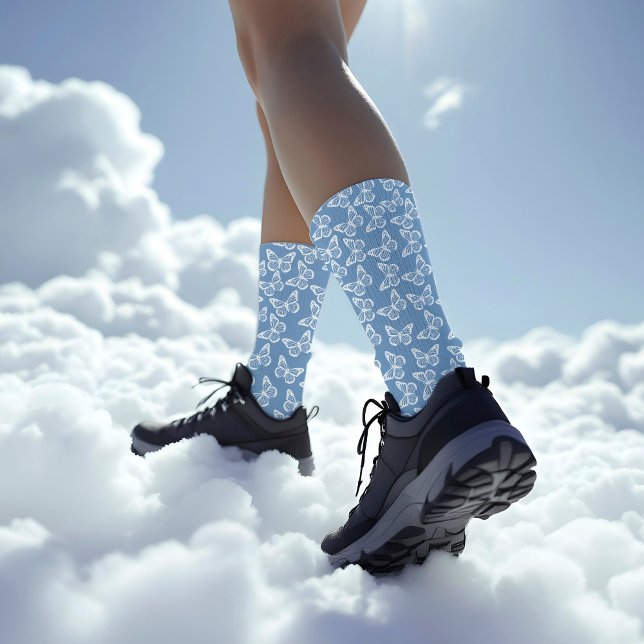  Elegant Boho Chic Groomsmen Butterfly Powder Blue Socks (Creator Uploaded)