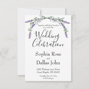 Elegant boho chic Lavender and Eucalyptus Invitation