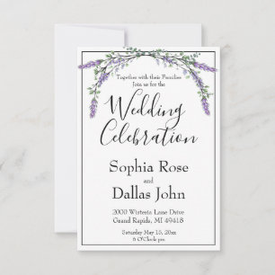 Elegant boho chic Lavender and Eucalyptus Wedding Invitation