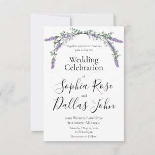 Elegant boho chic Lavender Eucalyptus wedding  Invitation
