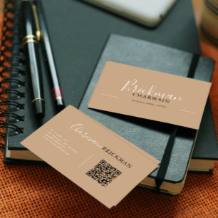 Elegant Boho Chic Script QR code Business Card
