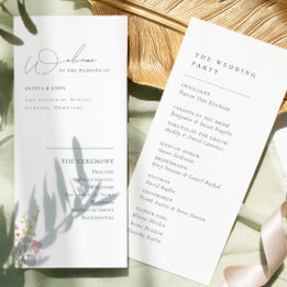 Elegant Boho Chic Wildflowers Wedding Program